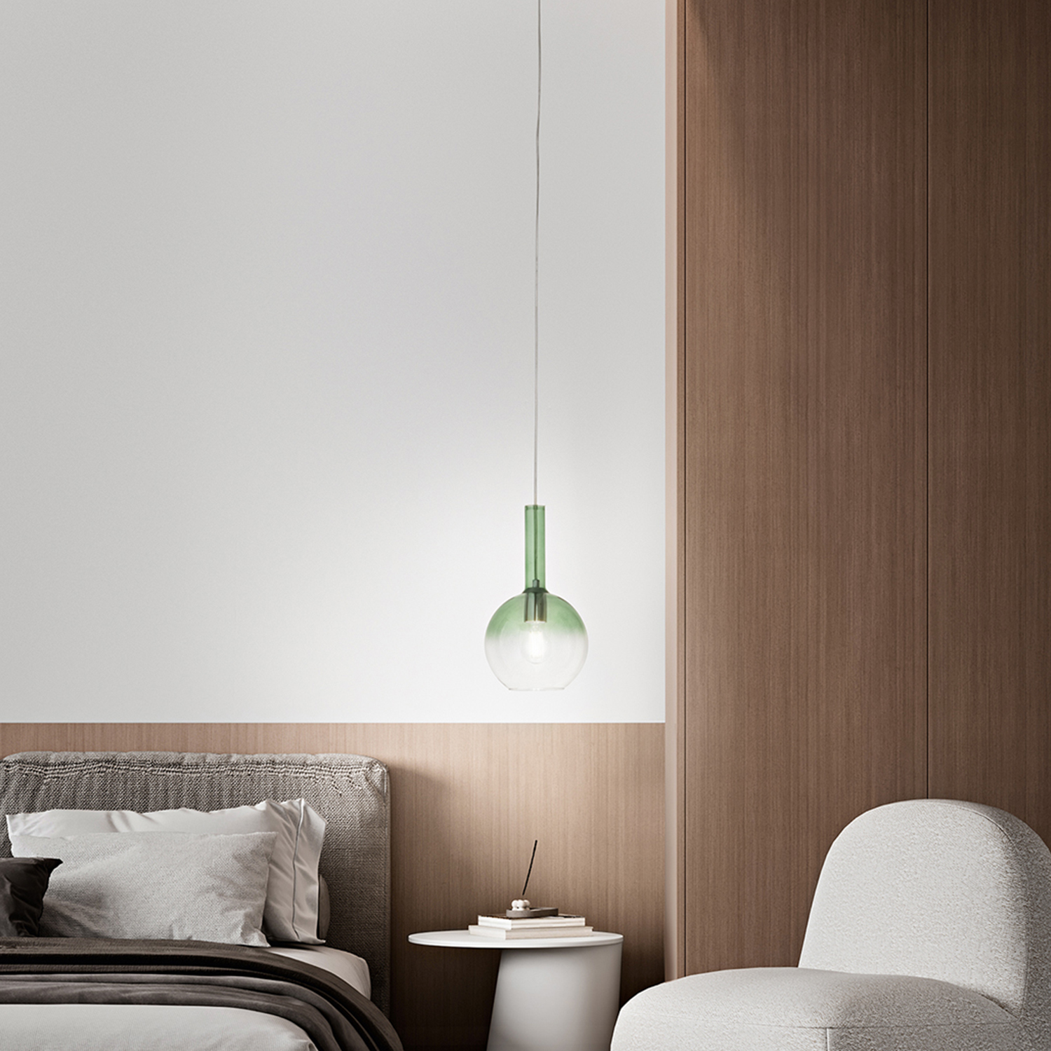Sospensione Contemporanea Lollipop Vetro Verde 1 Luce E27 Ip20 D20