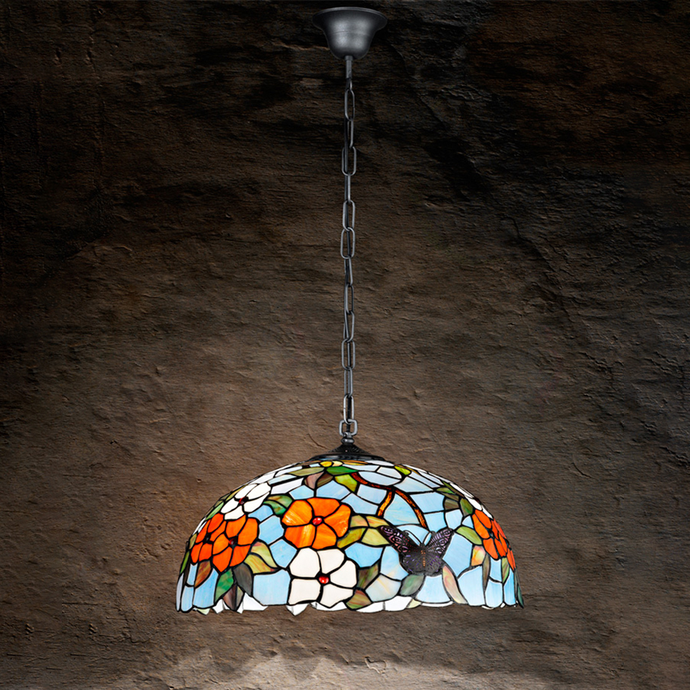 Lampadario Tiffany Vetro Multicolor 3 Luci E27 T1000S
