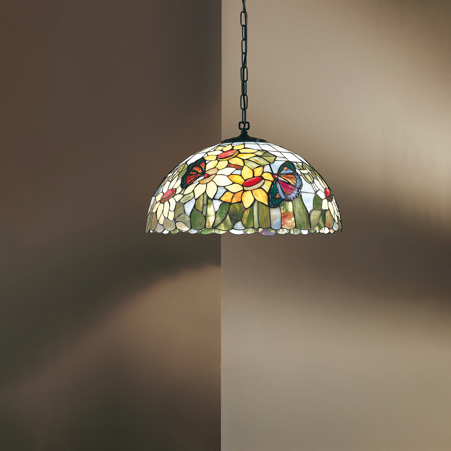 Lampadario Tiffany Vetro Multicolor Chiaro 3 Luci E27 T532S