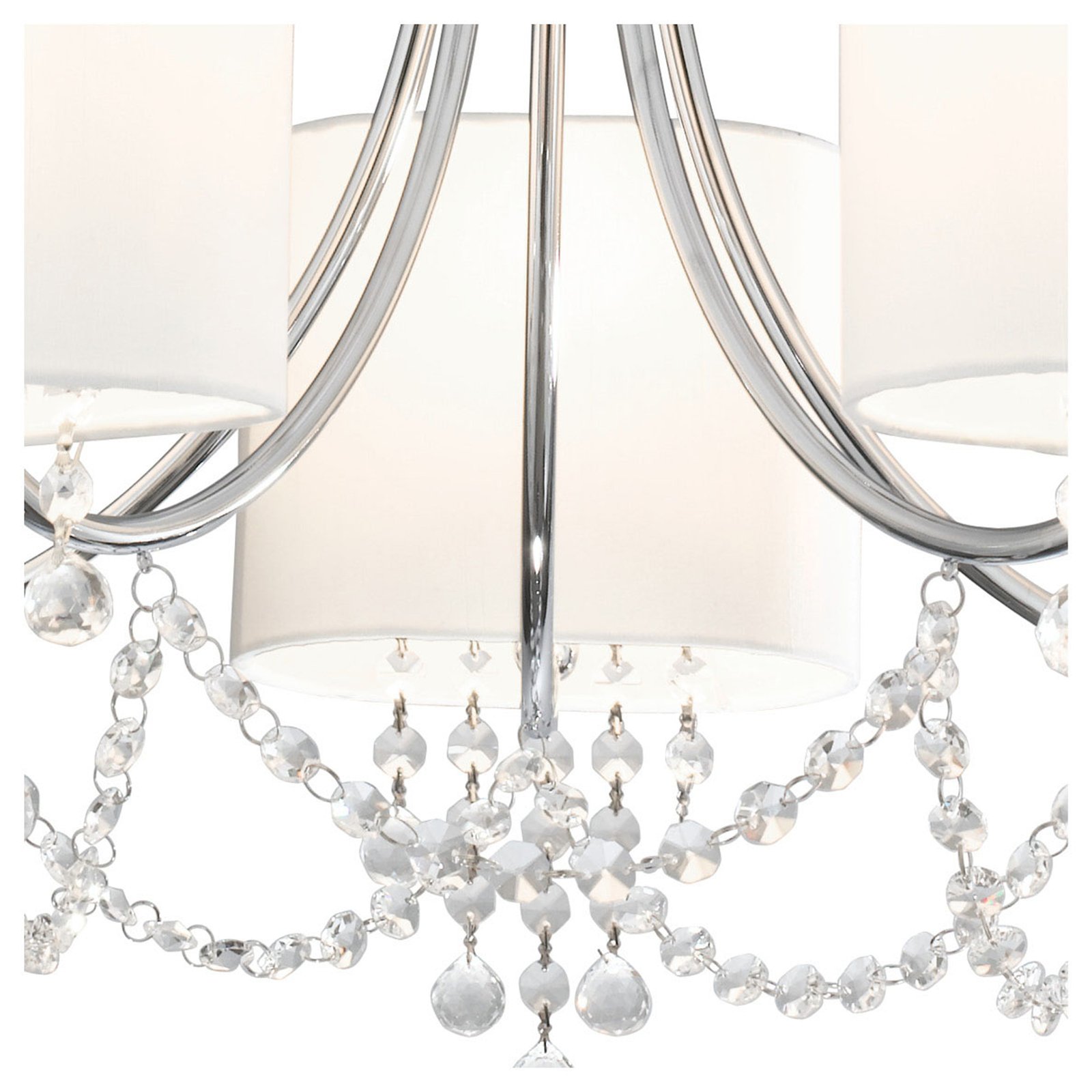Lampadario Contemporaneo Nina Acciaio Cromo Tessuto Bianco 5 Luci E14 1055-5CC