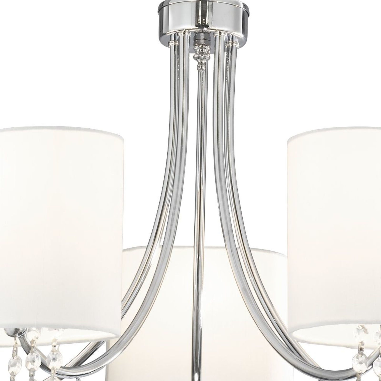 Lampadario Contemporaneo Nina Acciaio Cromo Tessuto Bianco 5 Luci E14 1055-5CC