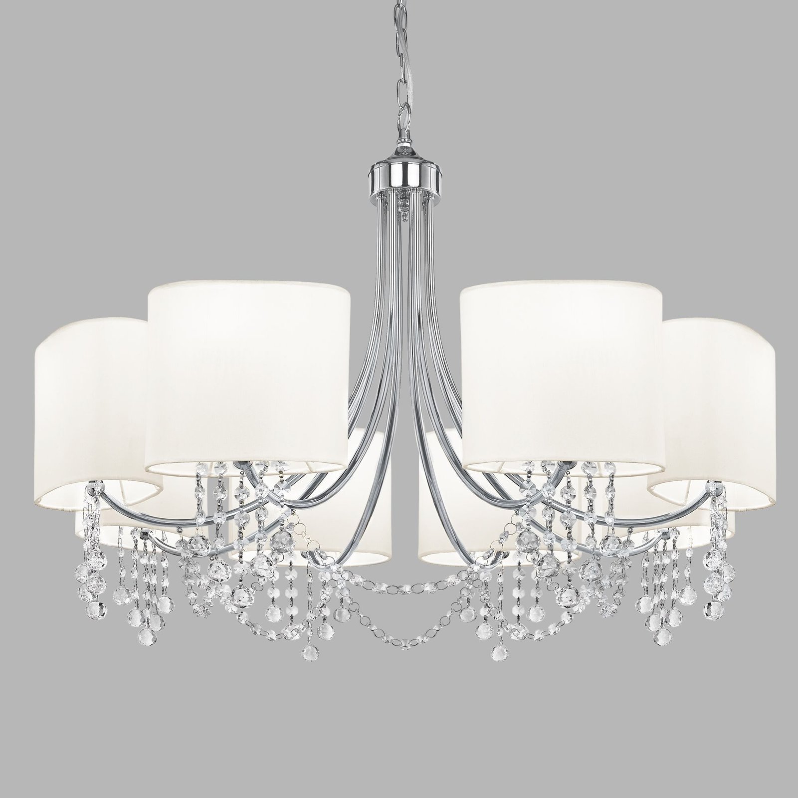 Lampadario Contemporaneo Nina Acciaio Cromo 8 Luci E14 1058-8CC