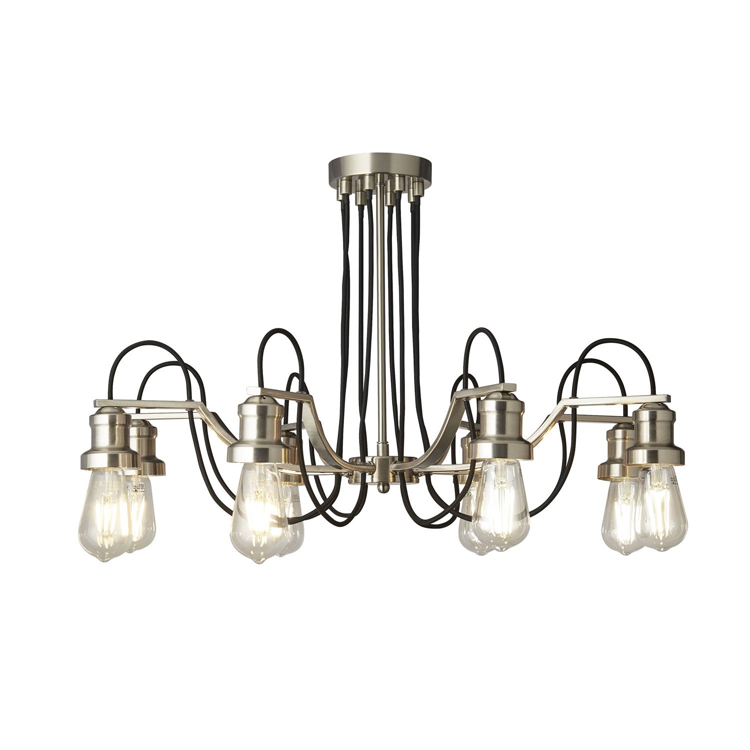 Lampadario Contemporaneo Olivia Acciaio Argento 8 Luci E27 1068-8SS