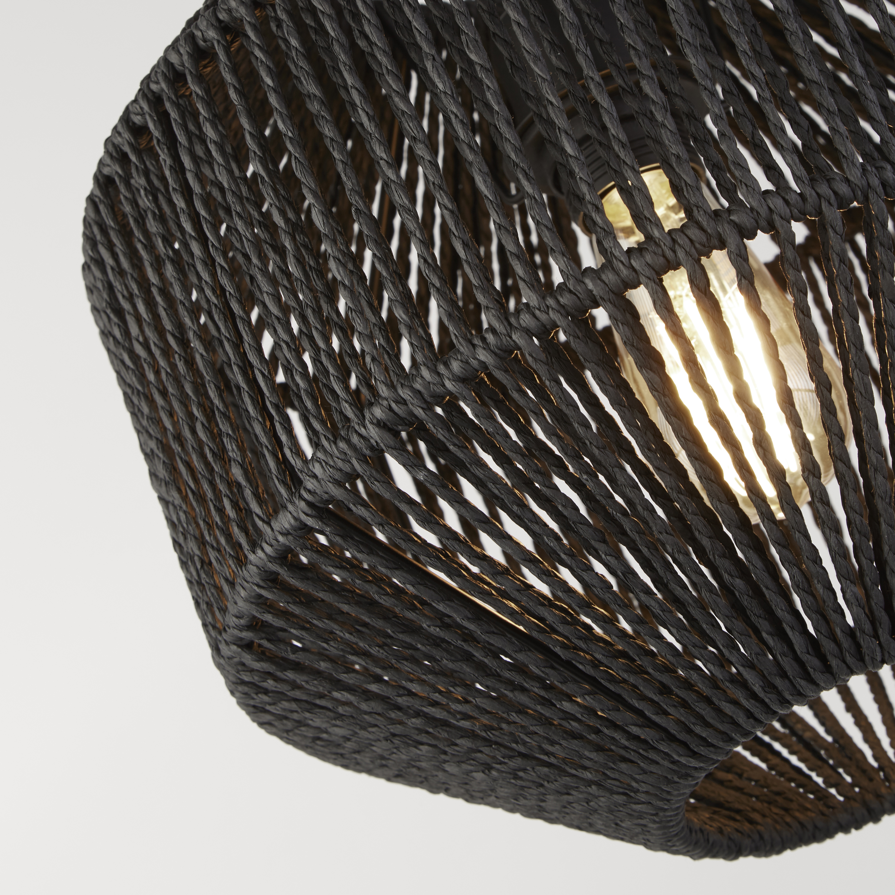 Sospensione Contemporanea Vimini Acciaio Nero Tessuto 1 Luce E27 11203-1BK