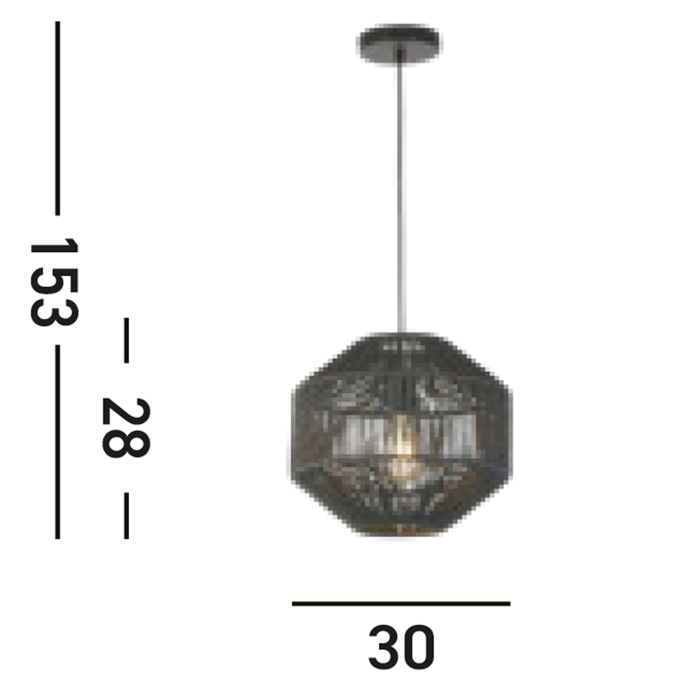 Sospensione Contemporanea Vimini Acciaio Nero Tessuto 1 Luce E27 11203-1BK