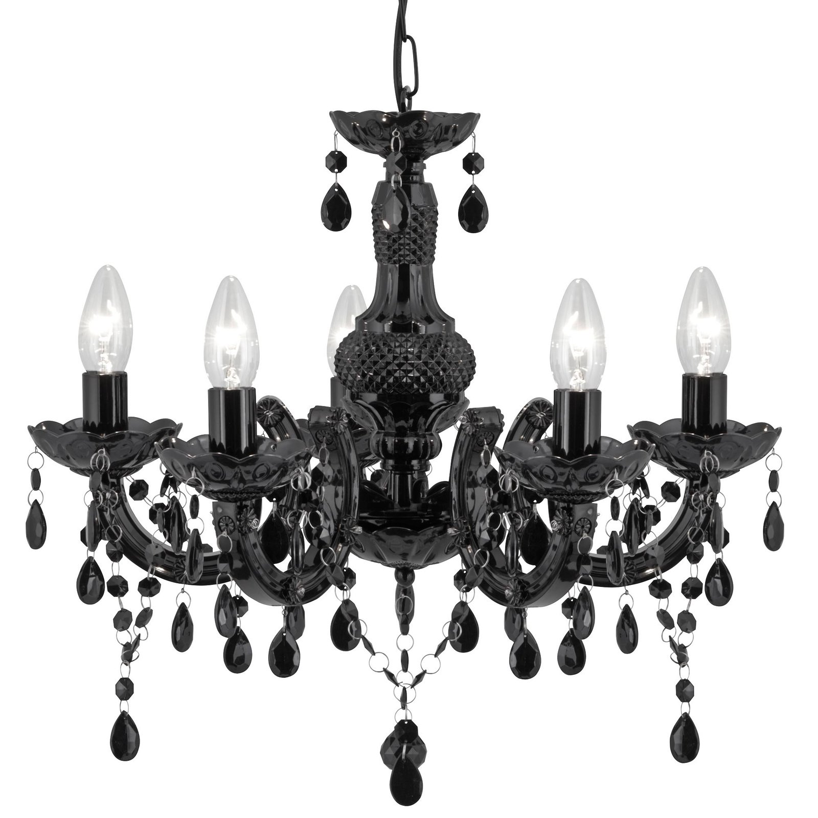 Lampadario Classico Marie Therese Acciaio e Acrilico Nero Policarbonato 5 Luci E14 Lampadario Classico Marie Therese Acciaio e Acrilico Nero Policarbonato 5 Luci E14