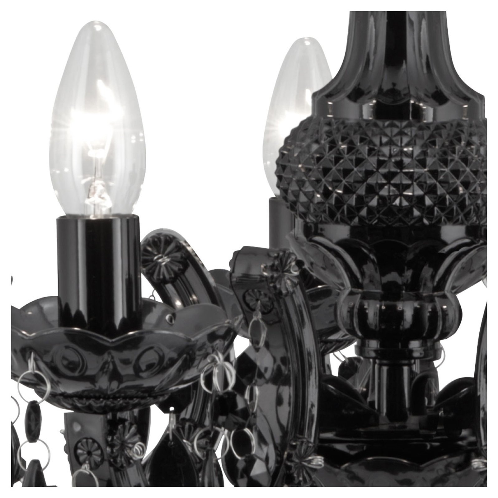 Lampadario Classico Marie Therese Acciaio e Acrilico Nero Policarbonato 5 Luci E14 Lampadario Classico Marie Therese Acciaio e Acrilico Nero Policarbonato 5 Luci E14