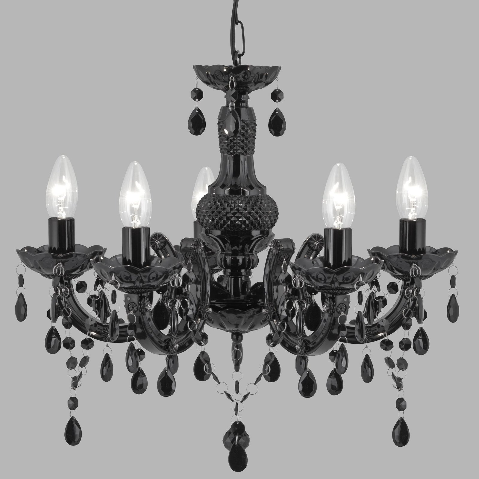 Lampadario Classico Marie Therese Acciaio e Acrilico Nero Policarbonato 5 Luci E14 Lampadario Classico Marie Therese Acciaio e Acrilico Nero Policarbonato 5 Luci E14