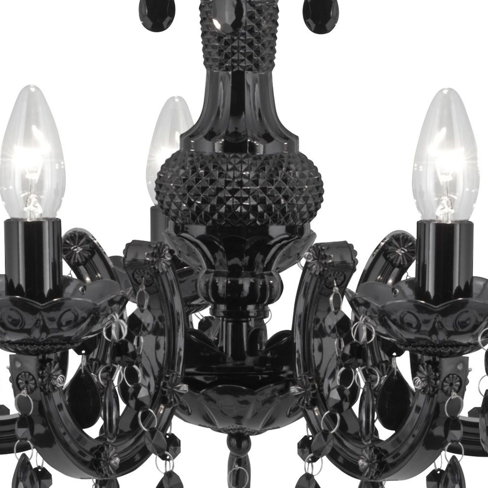 Lampadario Classico Marie Therese Acciaio e Acrilico Nero Policarbonato 5 Luci E14 Lampadario Classico Marie Therese Acciaio e Acrilico Nero Policarbonato 5 Luci E14