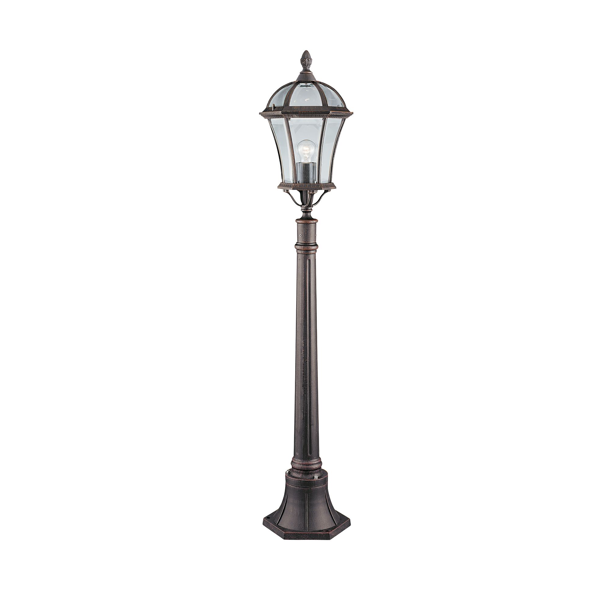 Paletto Da Esterno Vintage - Decò Capri Alluminio Marrone Vetro 1 Luce E27 1568