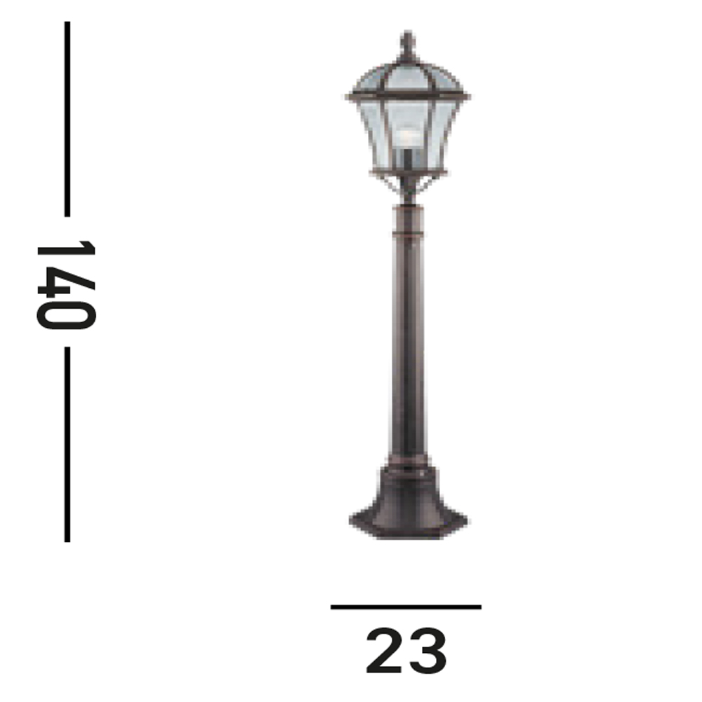 Paletto Da Esterno Vintage - Decò Capri Alluminio Marrone Vetro 1 Luce E27 1568