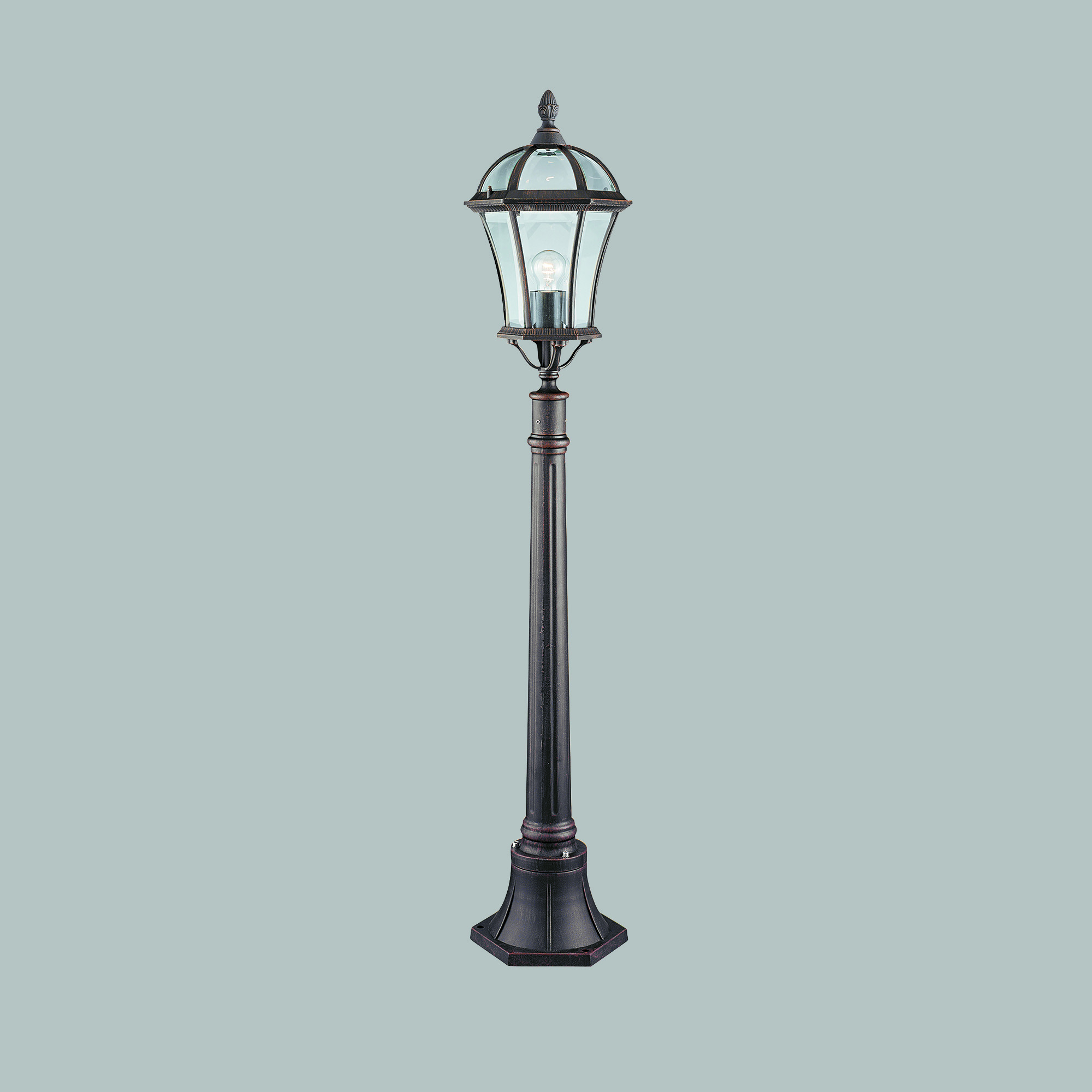 Paletto Da Esterno Vintage - Decò Capri Alluminio Marrone Vetro 1 Luce E27 1568