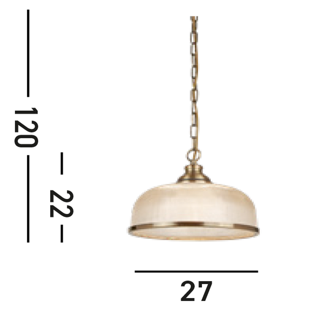 Sospensione Contemporanea Bistrot Ii Acciaio Ottone Vetro Trasparente 1 Luce E27 1682AB