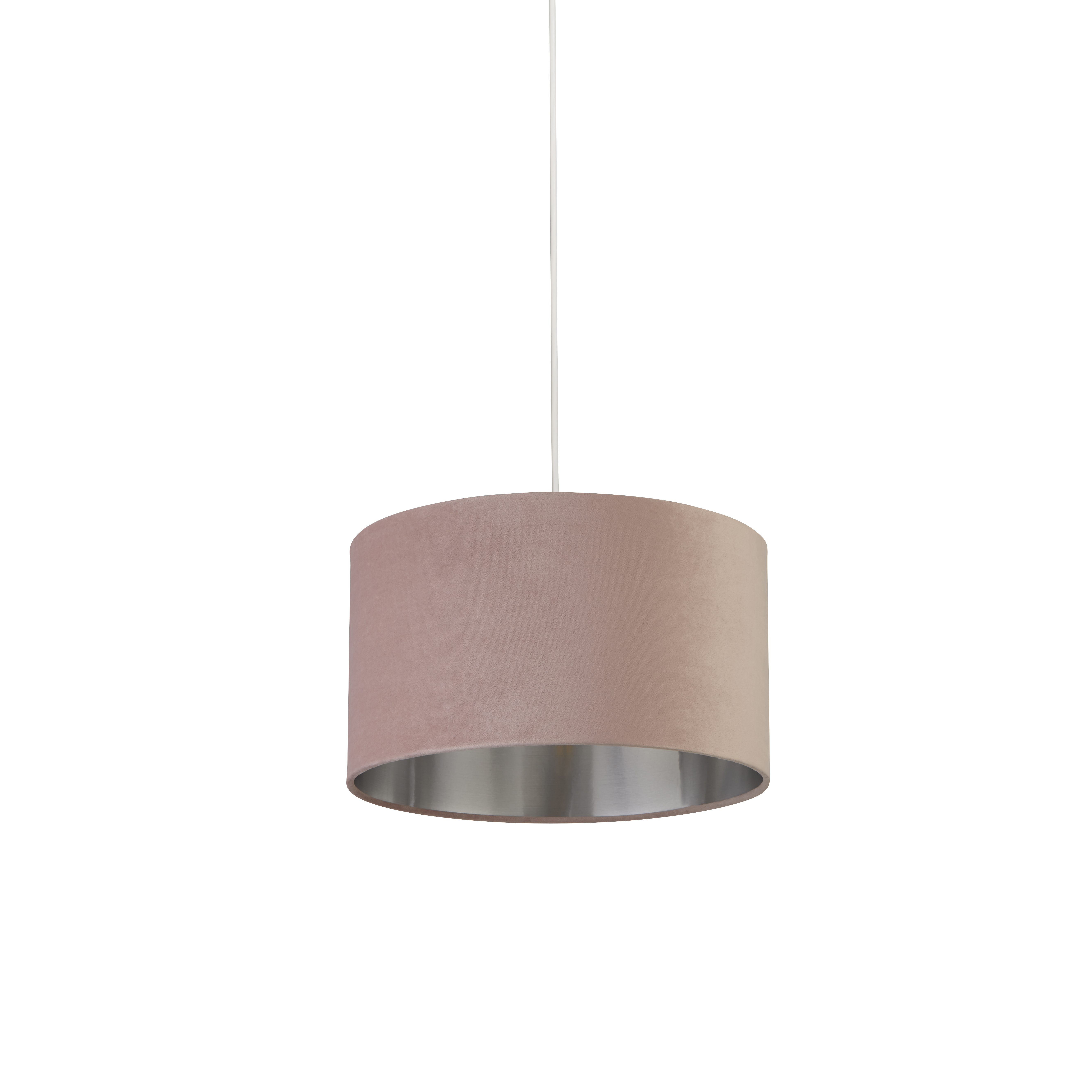 Paralume Contemporaneo Tamburo Acciaio Rosa Tessuto Argento 1 Luce D38Cm 21035PI