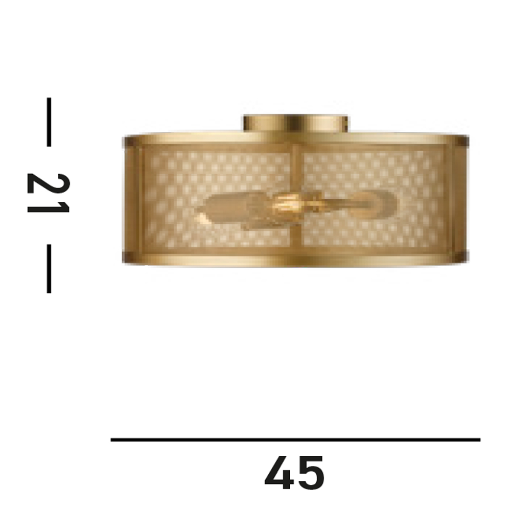 Plafoniera Industrial-Nordico Rete Acciaio Oro 3 Luci E27 2843-3GO
