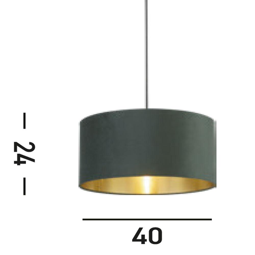 Paralume Contemporaneo Velluto Acciaio Verde Tessuto 1 Luce B22/E14/E27 31040GR