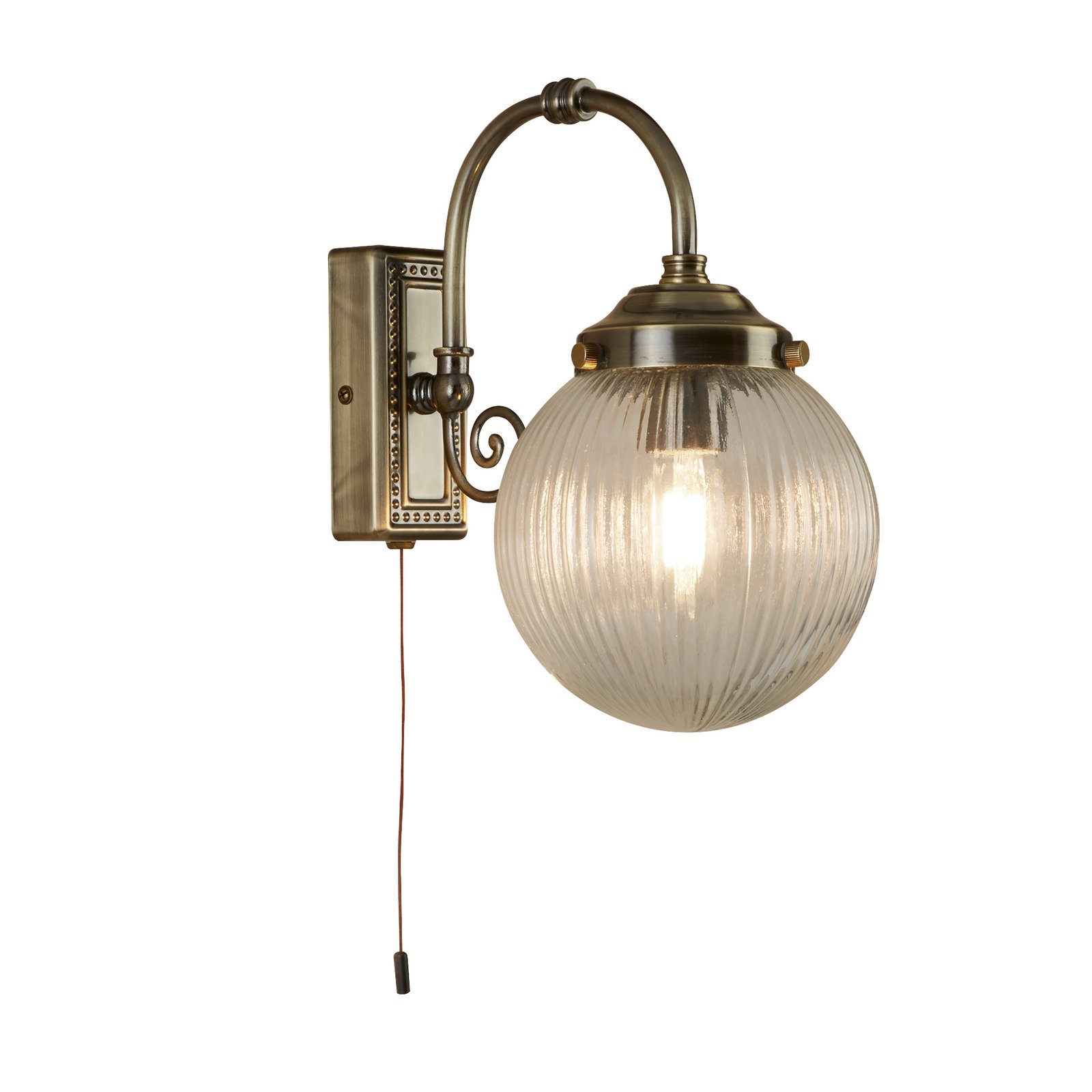 Applique Classica Belvue Acciaio Ottone Vetro Trasparente 1 Luce E14 3259AB