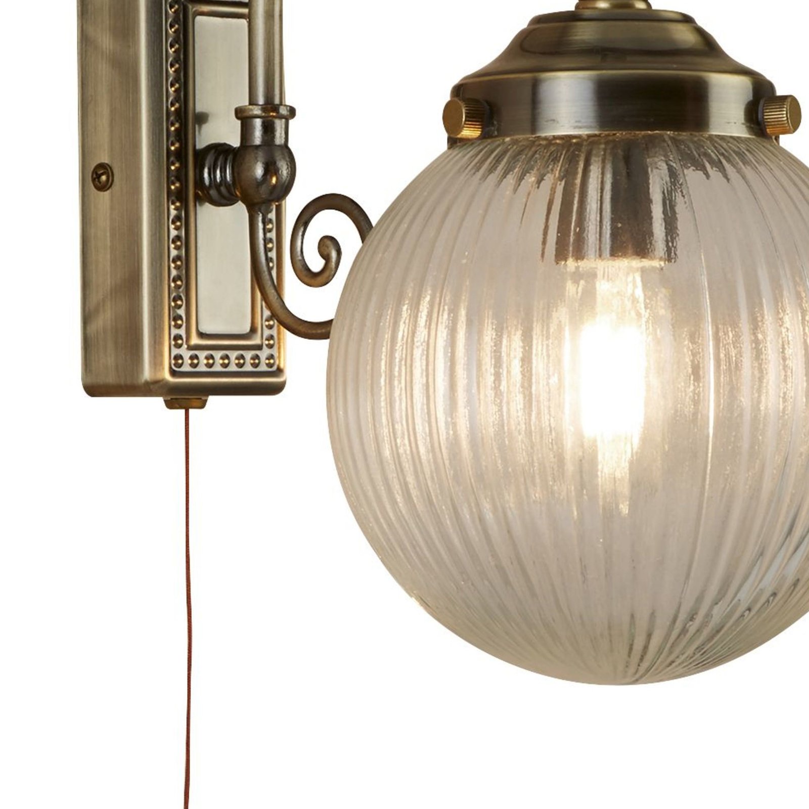 Applique Classica Belvue Acciaio Ottone Vetro Trasparente 1 Luce E14 3259AB