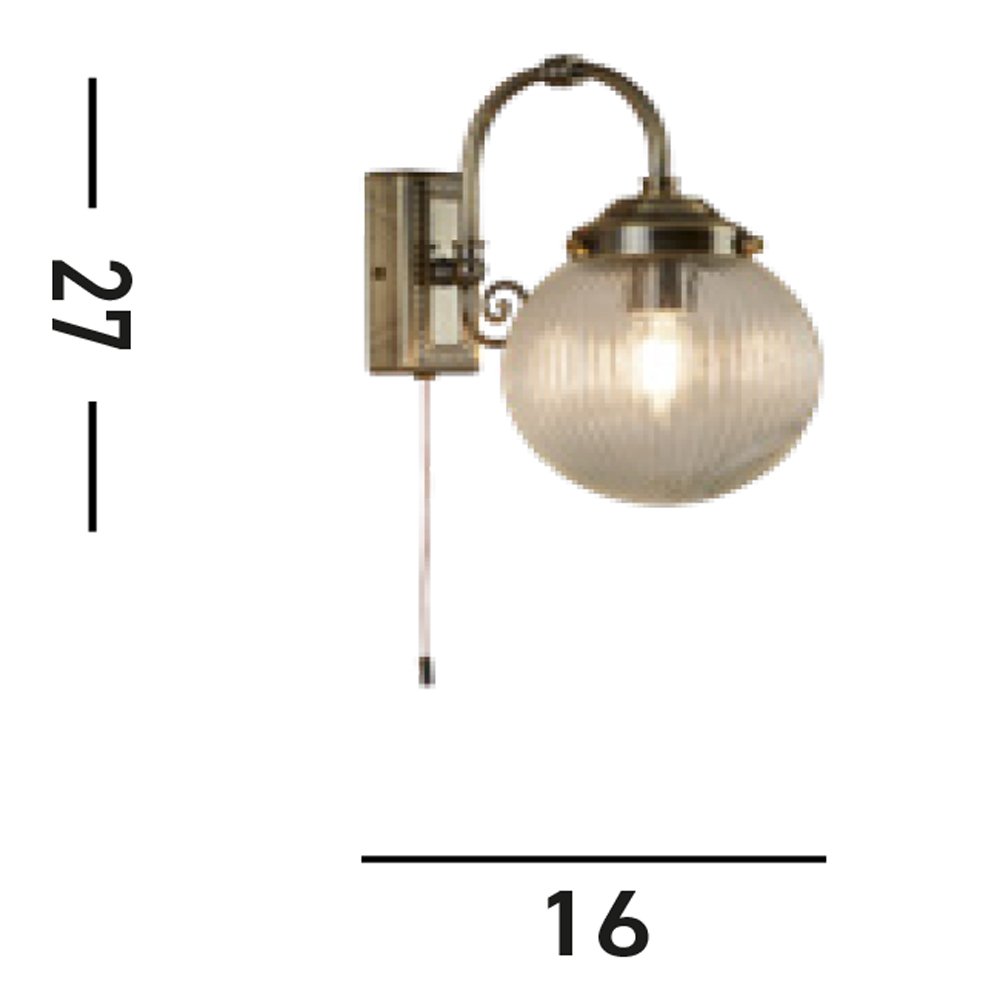 Applique Classica Belvue Acciaio Ottone Vetro Trasparente 1 Luce E14 3259AB