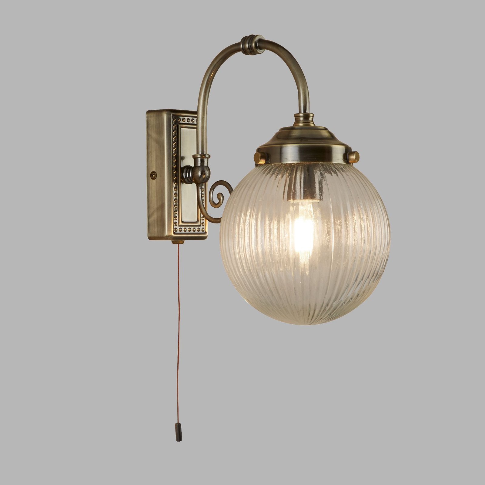 Applique Classica Belvue Acciaio Ottone Vetro Trasparente 1 Luce E14 3259AB
