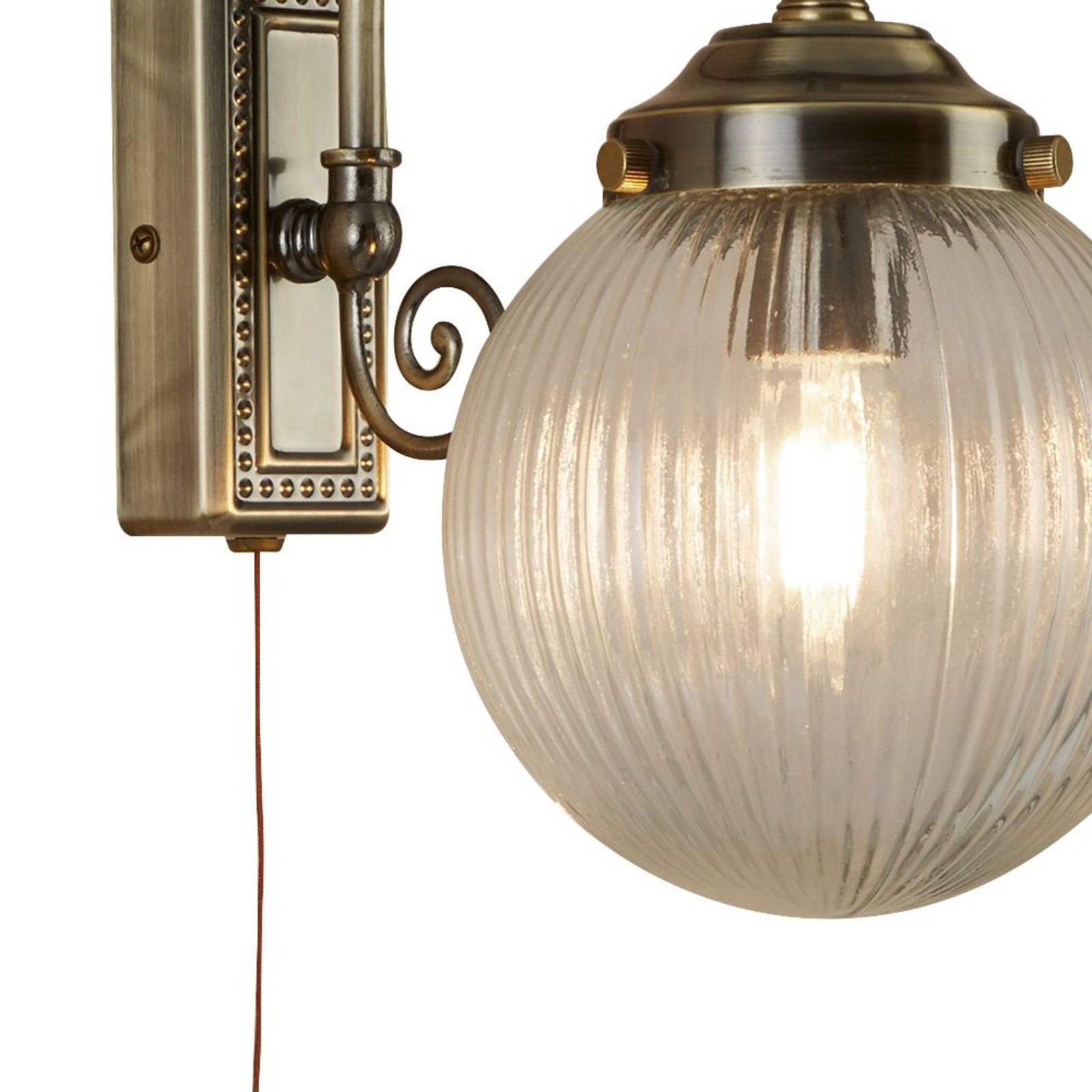 Applique Classica Belvue Acciaio Ottone Vetro Trasparente 1 Luce E14 3259AB