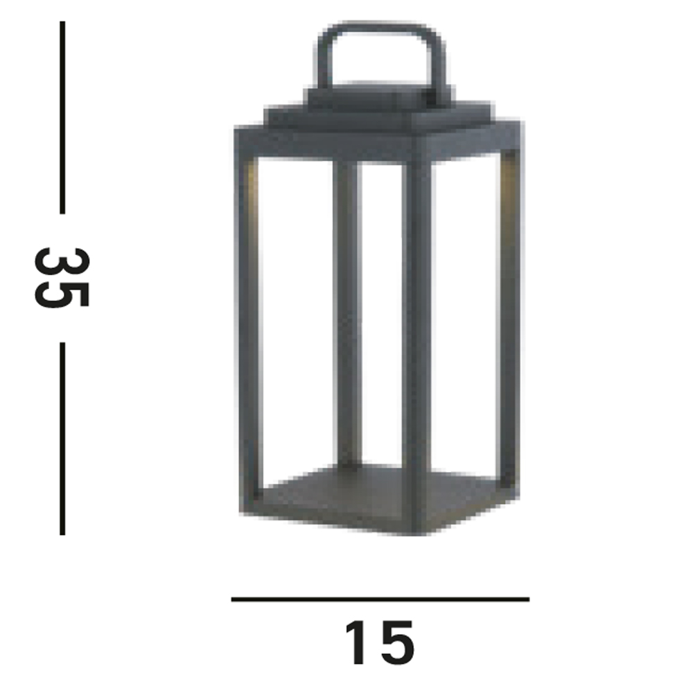 Lanterna Contemporaneo Portabello Alluminio Nero Led 2W 3000K 33502-350