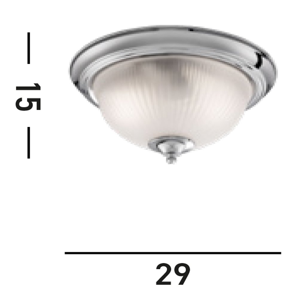 Plafoniera Classica American Dinner Acciaio Cromo Vetro 1 Luce E14 4042