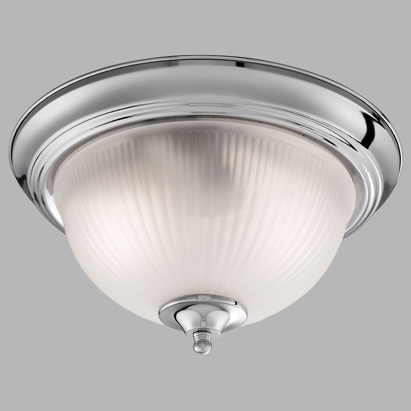 Plafoniera Classica American Dinner Acciaio Cromo Vetro 1 Luce E14 4042