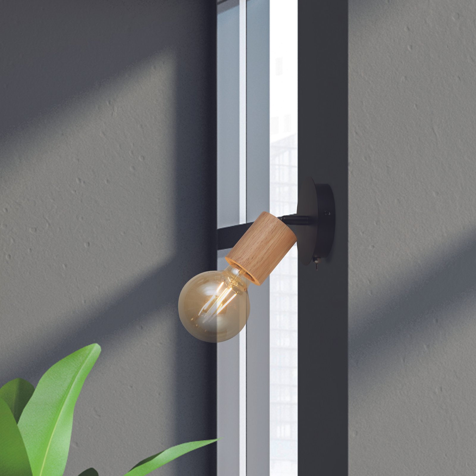 Applique Industrial-Nordico Spinoso Acciaio Nero Marrone 1 Luce E27 50211-1NA