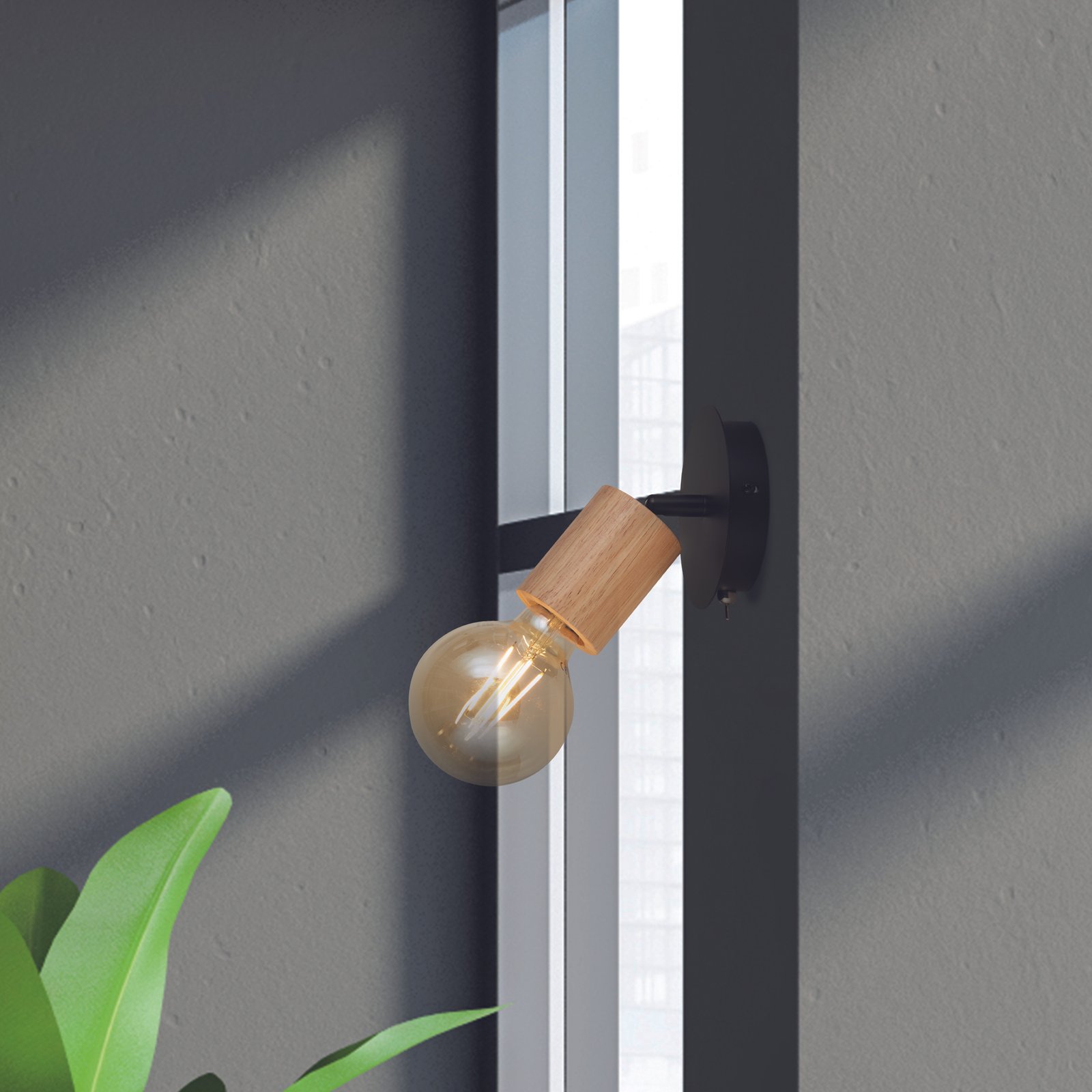 Applique Industrial-Nordico Spinoso Acciaio Nero Marrone 1 Luce E27 50211-1NA
