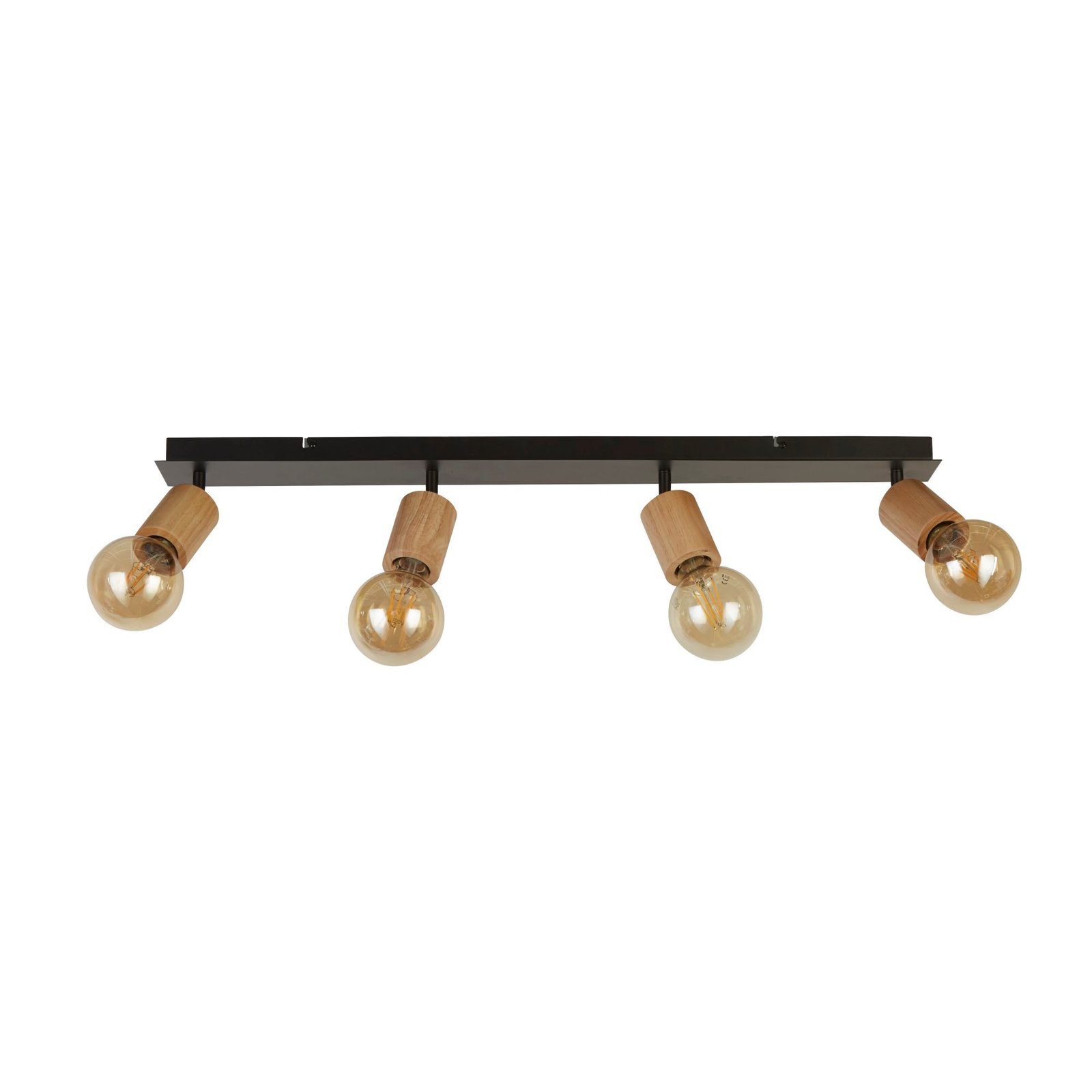 Plafoniera Industrial-Nordico Spinoso Acciaio Nero Marrone 4 Luci E27 50211-4NA