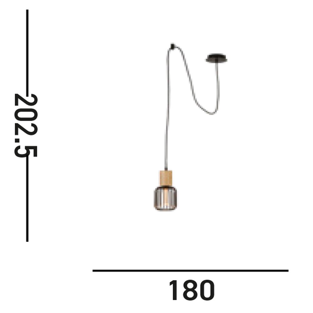 Sospensione Industrial-Nordico Spinoso Acciaio Nero Marrone 1 Luce E27 50212-1NA