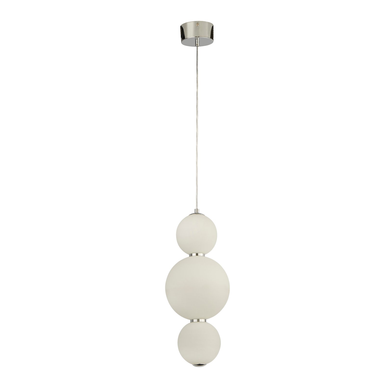 Lampadario Contemporaneo Palla Neve Acciaio Cromo Vetro Bianco Led 18,97W 3000K 51022-3CC