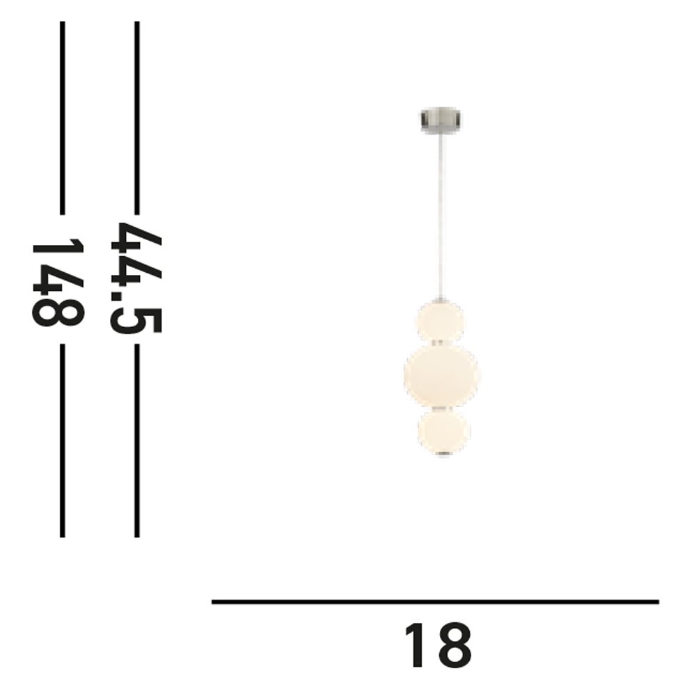 Lampadario Contemporaneo Palla Neve Acciaio Cromo Vetro Bianco Led 18,97W 3000K 51022-3CC