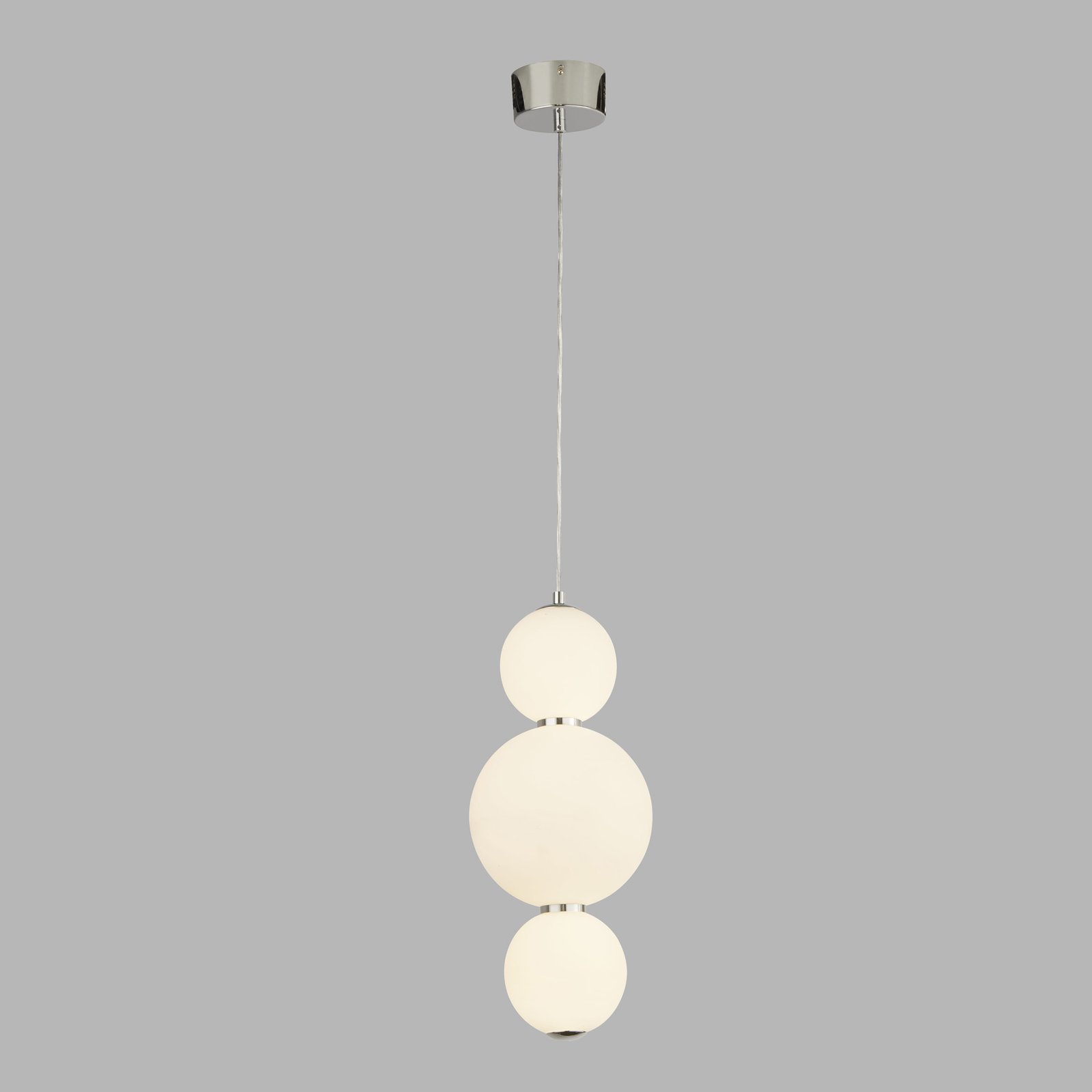 Lampadario Contemporaneo Palla Neve Acciaio Cromo Vetro Bianco Led 18,97W 3000K 51022-3CC