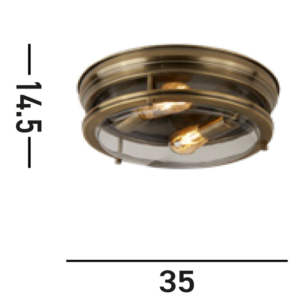 Plafoniera Contemporanea Glasgow Acciaio Ottone Vetro Trasparente 1 Luce E27 5182AB