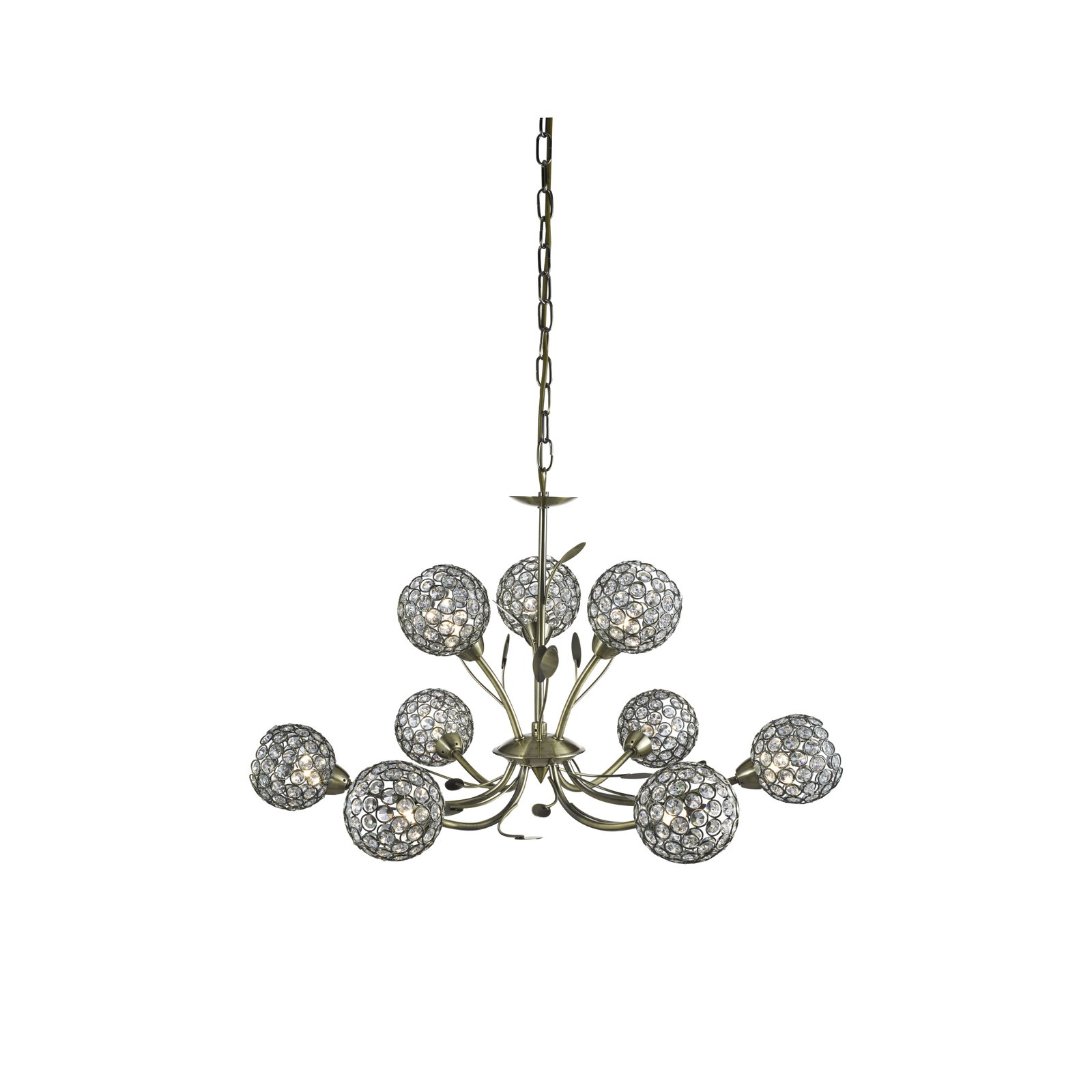 Lampadario Contemporaneo Bellis Ii Acciaio Ottone Vetro 9 Luci G9 5579-9AB