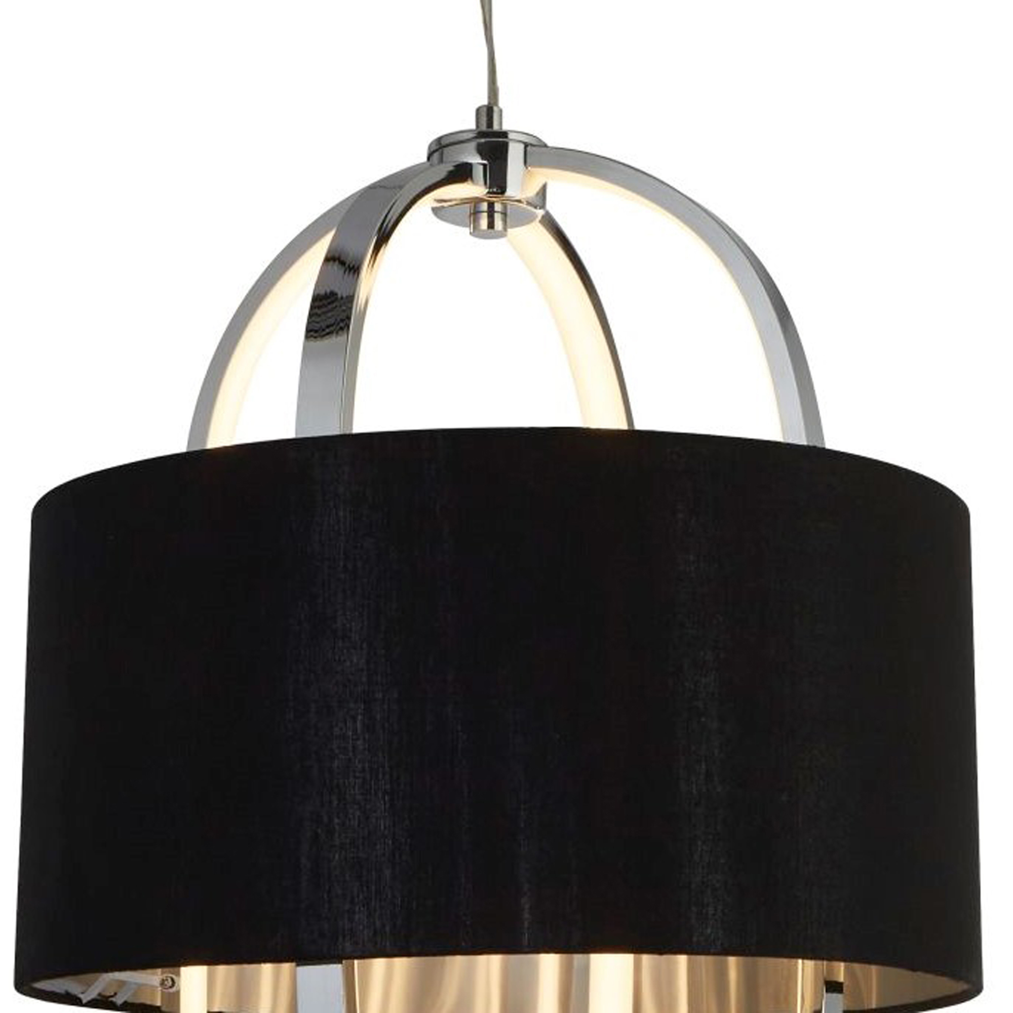 Lampadario Contemporaneo Madrid Acciaio Cromo Tessuto Nero Led 20W 3000K 62802CC