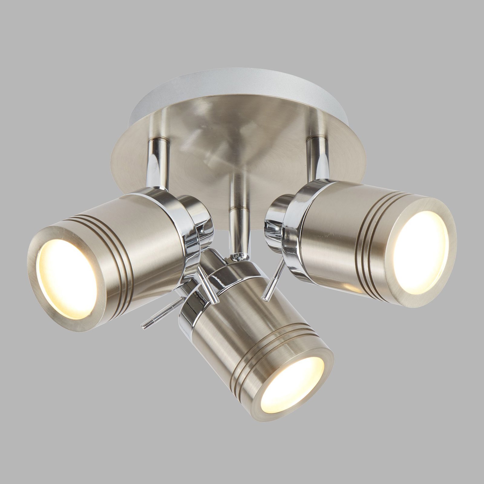 Plafoniera Contemporanea Sansone Acciaio Argento Policarbonato Cromo 3 Luci Gu10 6603SS