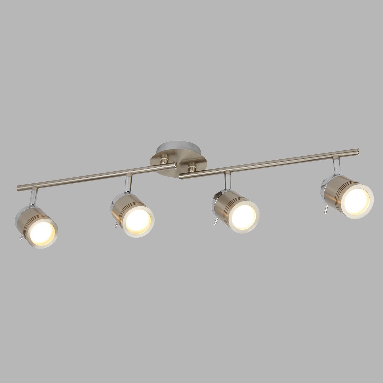Plafoniera Contemporanea Sansone Acciaio Argento Policarbonato Cromo 4 Luci Gu10 6604SS