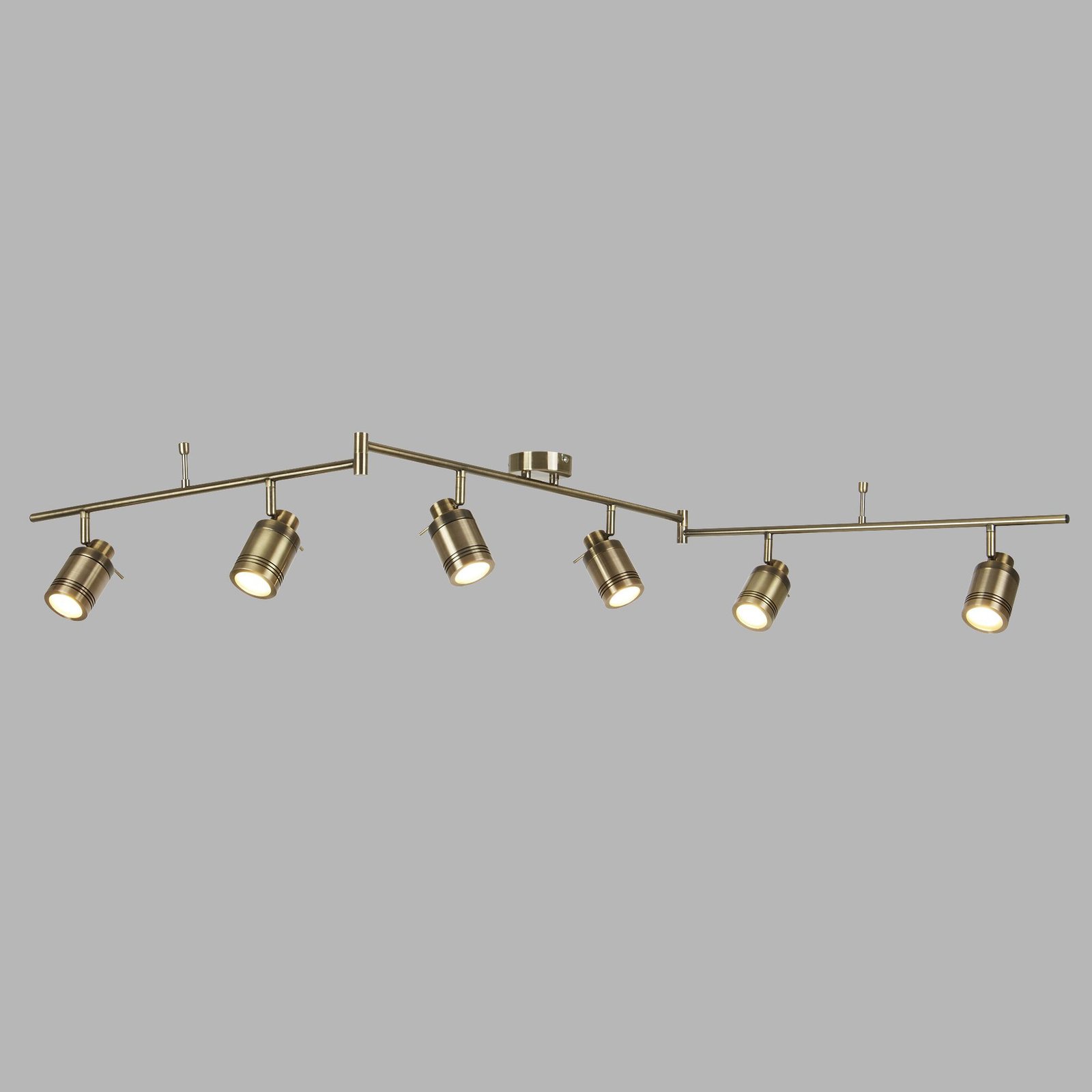 Plafoniera Contemporanea Sansone Acciaio Ottone Vetro 6 Luci Gu10 6606AB