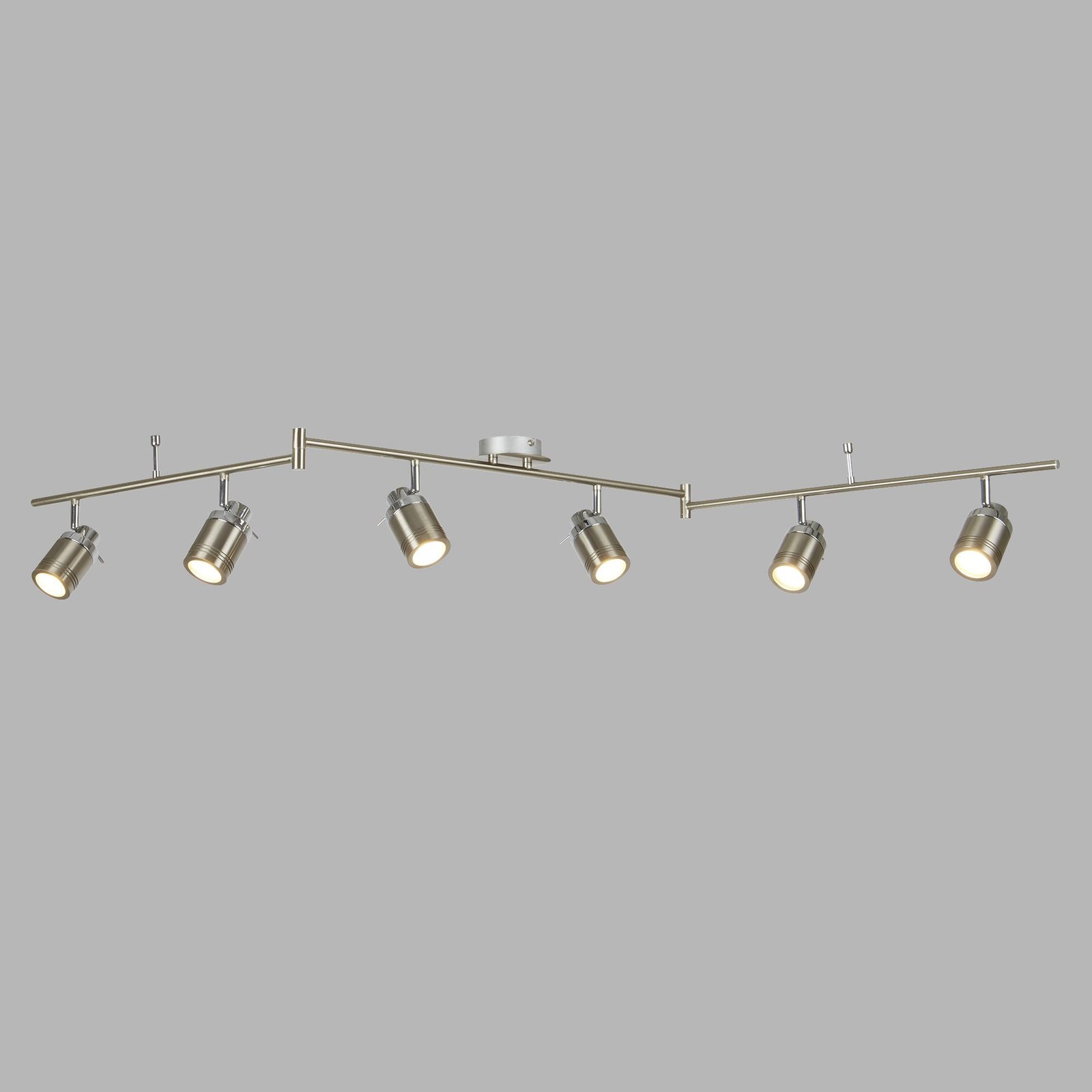 Plafoniera Contemporanea Sansone Acciaio Argento Policarbonato Cromo 6 Luci Gu10 6606SS