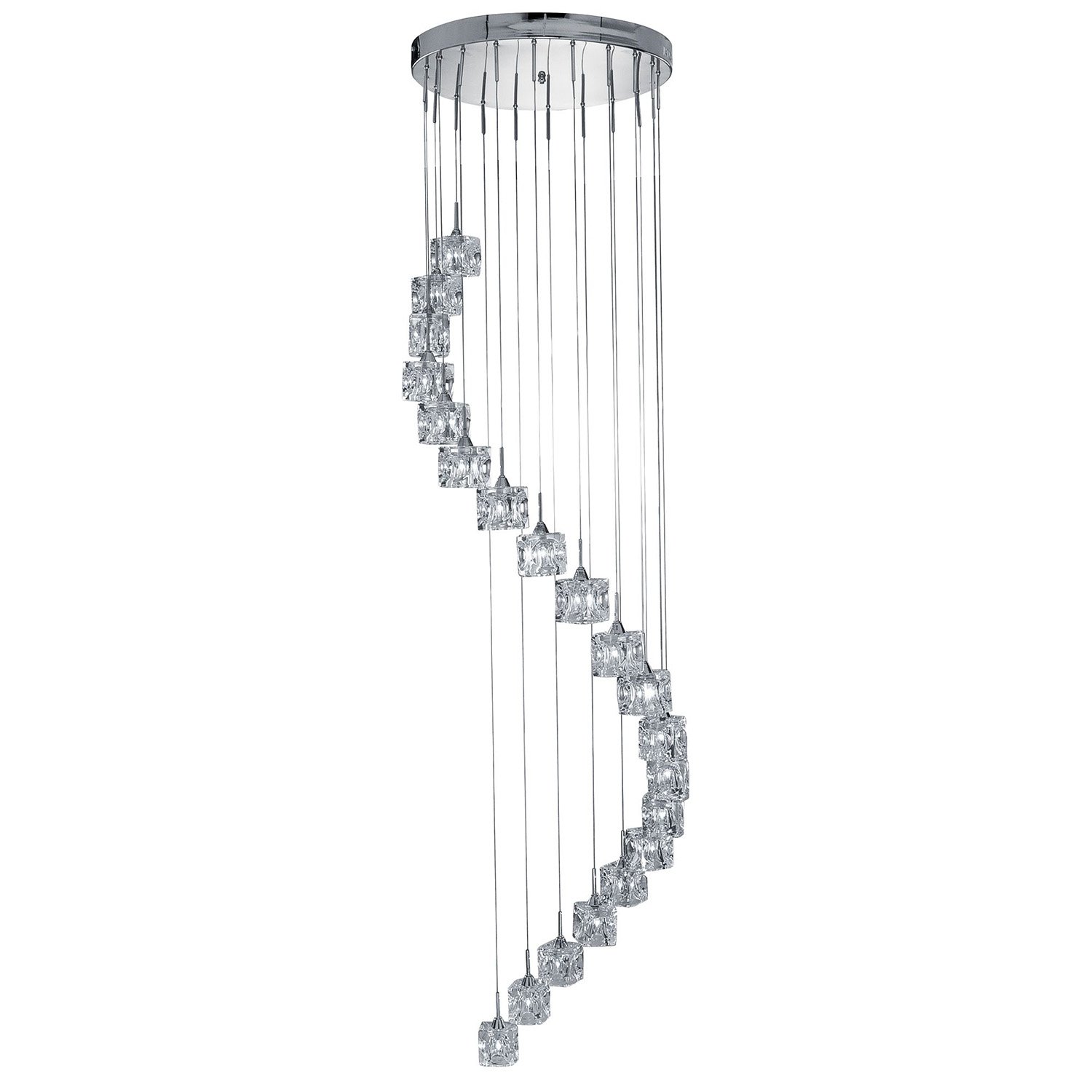 Plafoniera Contemporanea Ice Cube Acciaio Cromo Vetro Trasp Led 3,15W 3000K