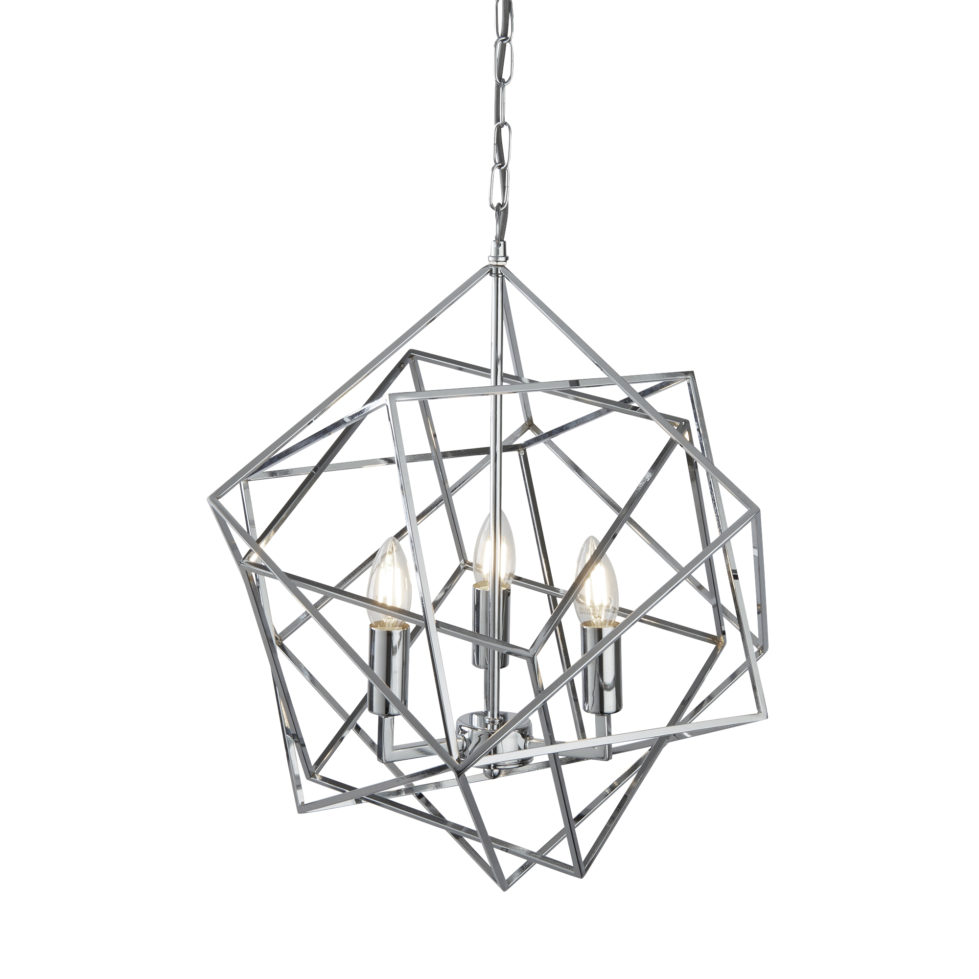 Lampadario Contemporaneo Cubo Acciaio Cromo 3 Luci E14 7863-3CC