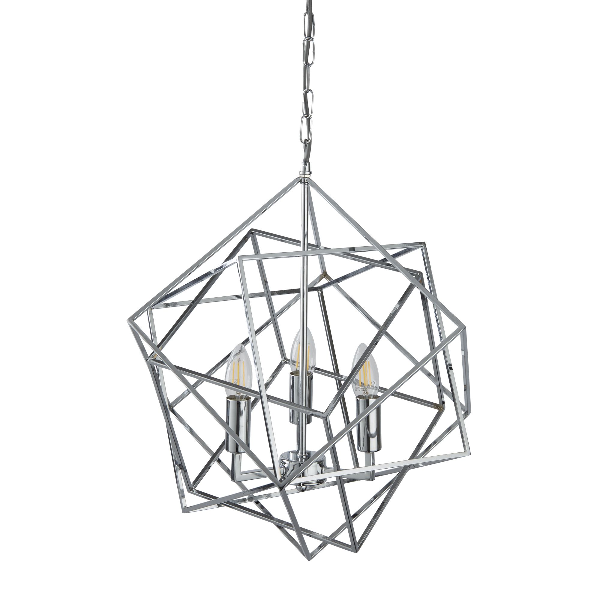 Lampadario Contemporaneo Cubo Acciaio Cromo 3 Luci E14 7863-3CC