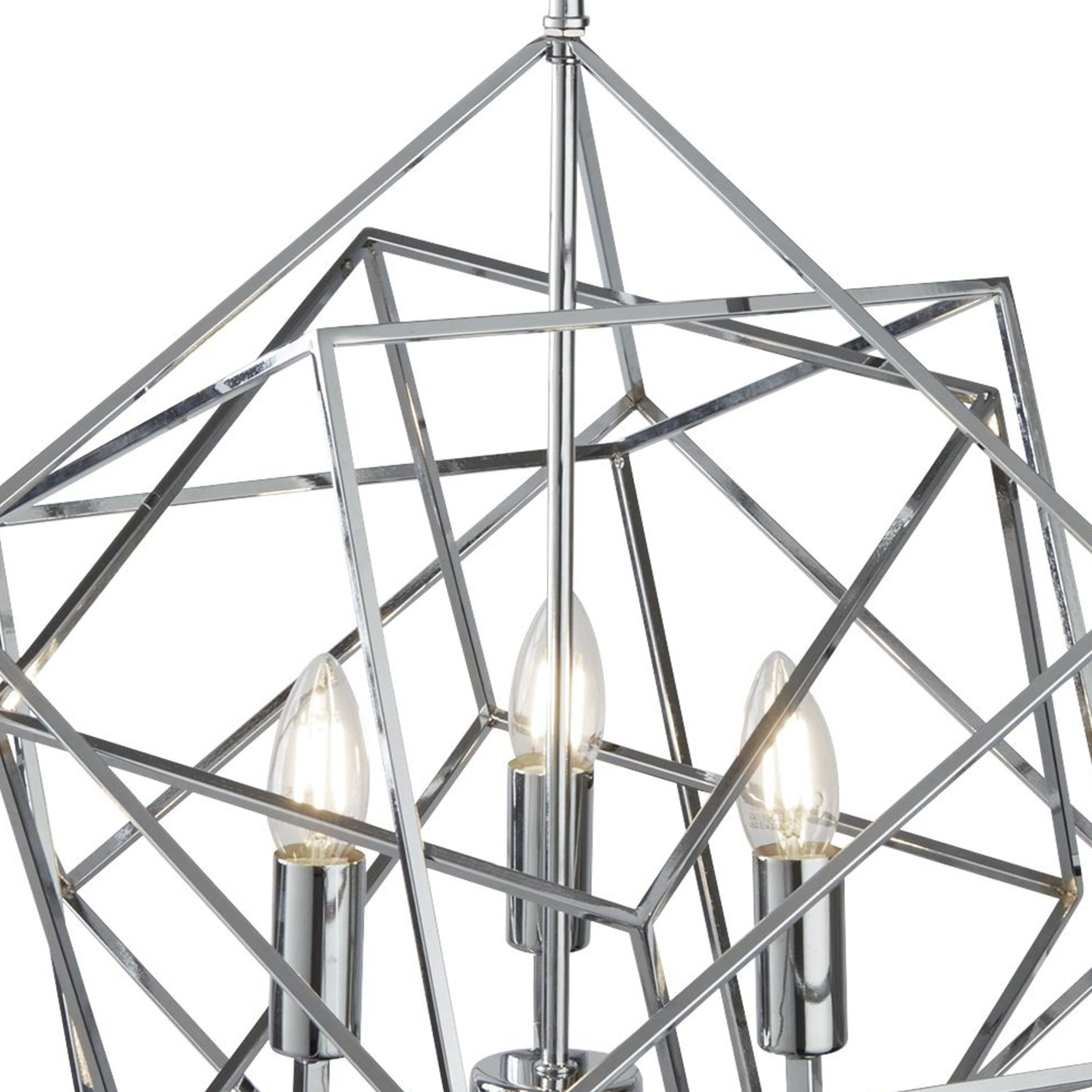Lampadario Contemporaneo Cubo Acciaio Cromo 3 Luci E14 7863-3CC
