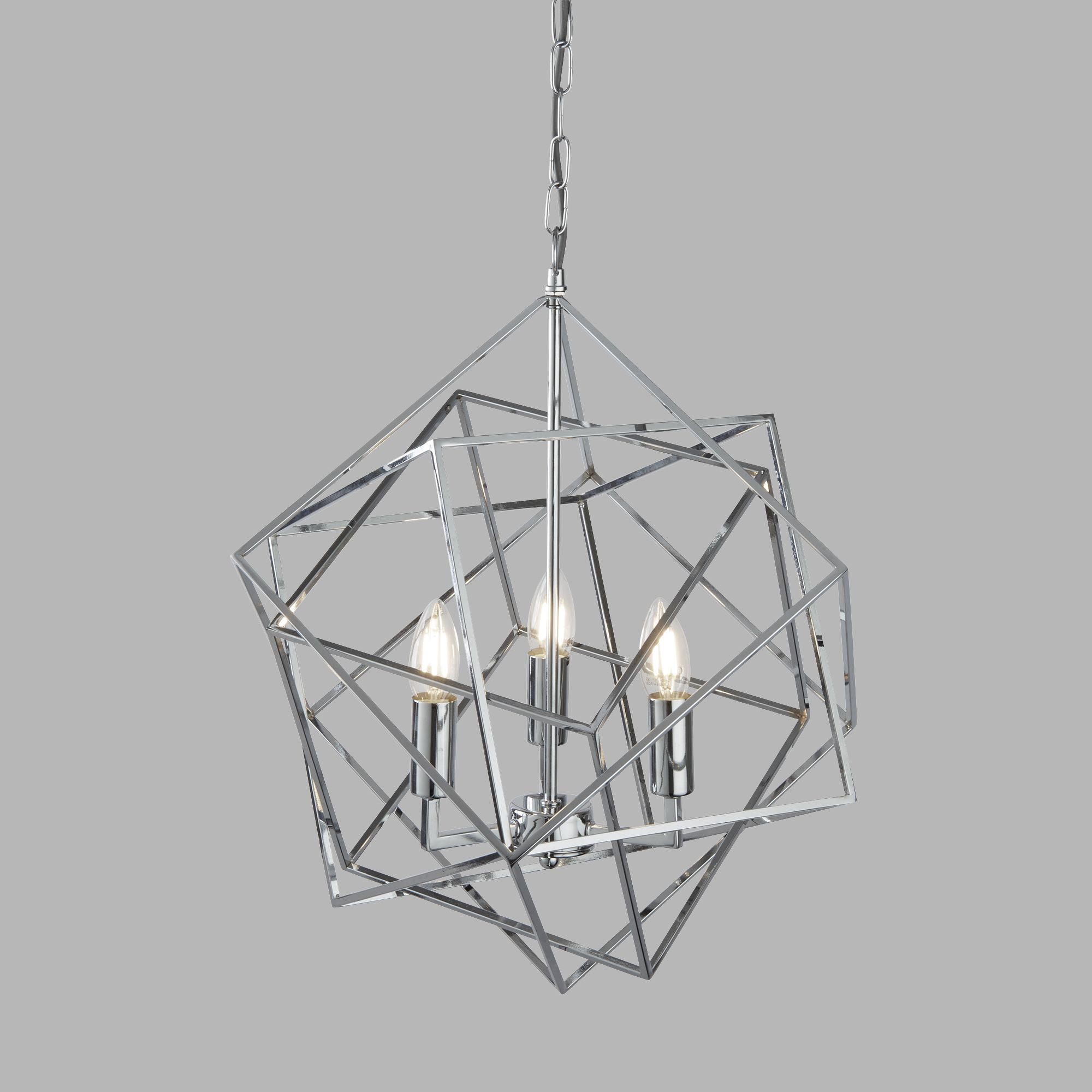 Lampadario Contemporaneo Cubo Acciaio Cromo 3 Luci E14 7863-3CC