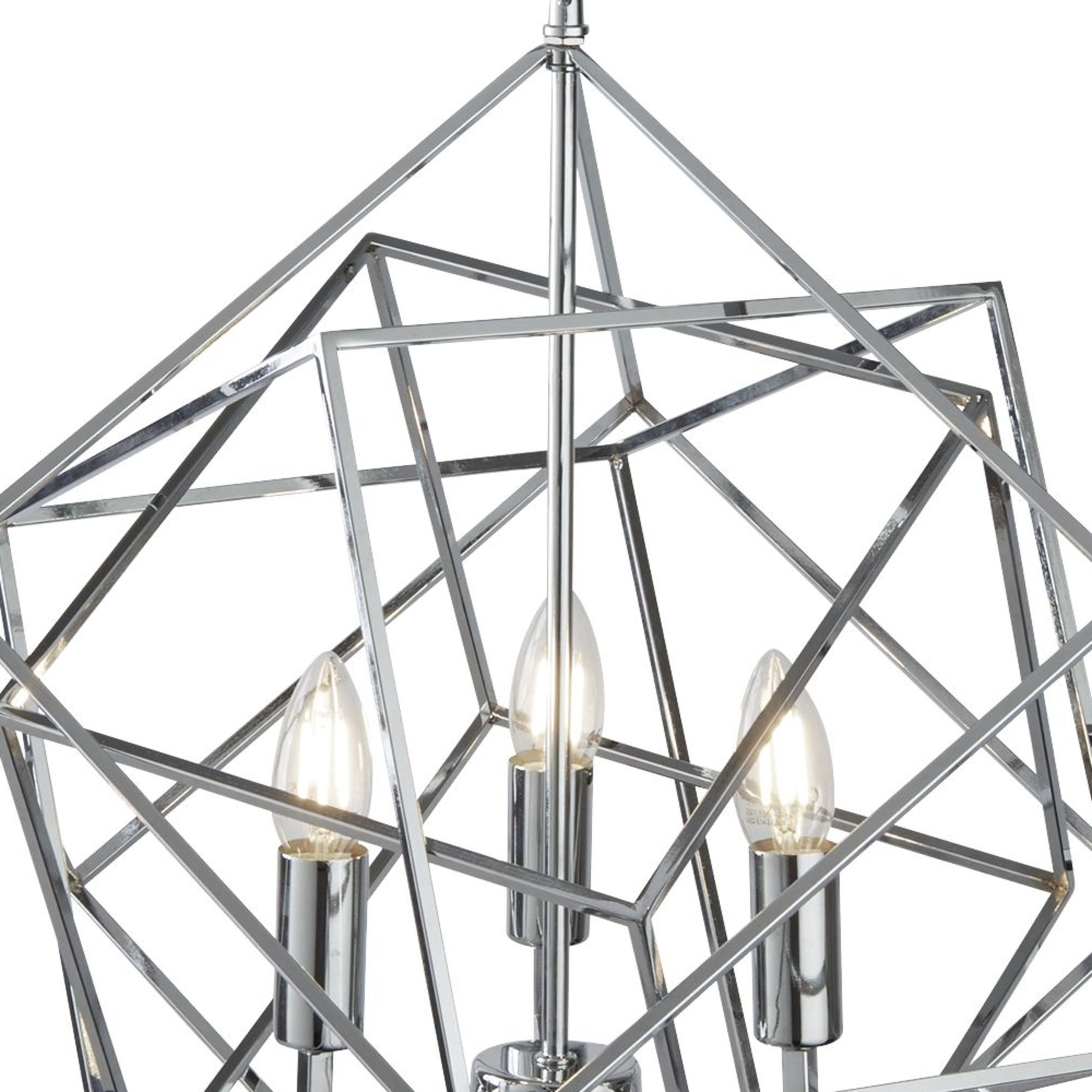 Lampadario Contemporaneo Cubo Acciaio Cromo 3 Luci E14 7863-3CC