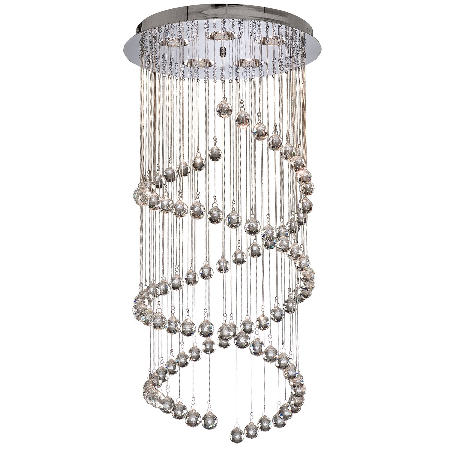 Lampadario Contemporaneo Corrider Acciaio Cromo Vetro 5 Luci G9