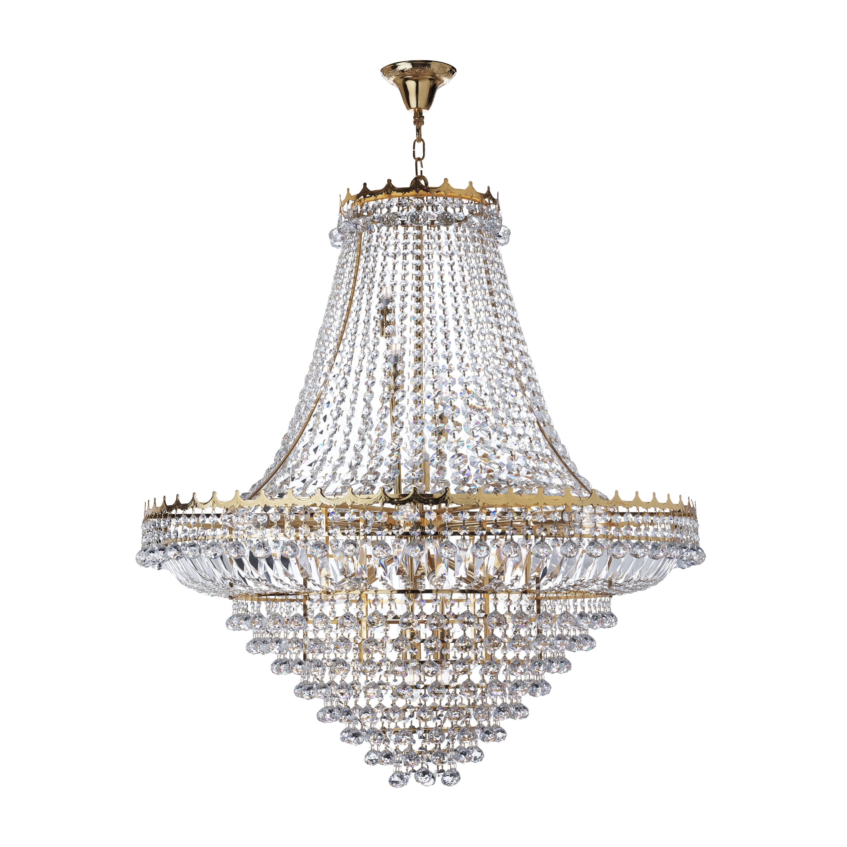 Lampadario Classico Versailles Acciaio Oro Vetro 19 Luci E14 9112-102GO